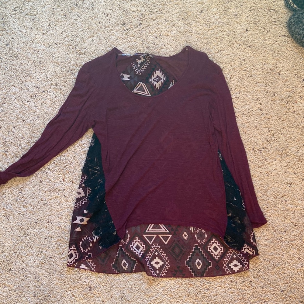 Aztec print half sleeve shirt. Size large